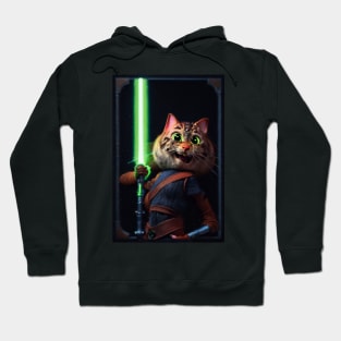 Fun Cat Print ~ AI Art ~ Fantasy Cat ~ Sci-fi Cat ~ Cats with Lightsabers Hoodie